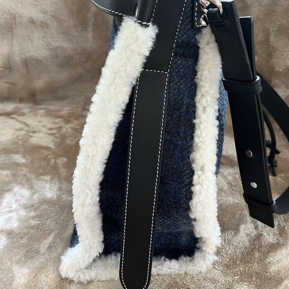 JW Anderson Harris Tweed Blue Plaid Women's Shoulder Bag - Picture 6 of 12